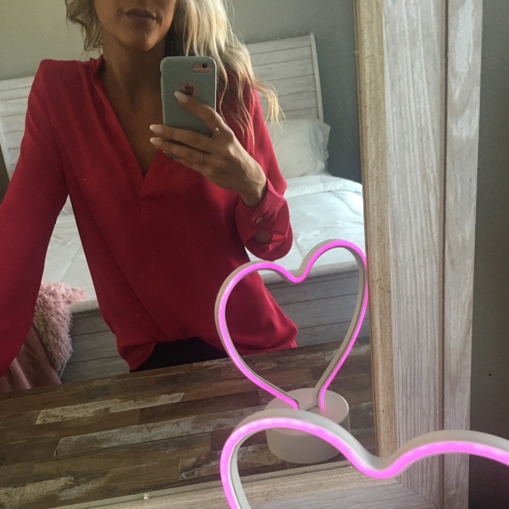 Pink Long Sleeve Casual Work Blouse